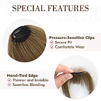 REECHO Clip in Bangs,100% Human Hair Clip in Hair Extensions, Fake Bangs Fringe with Temples Hairpieces for Women Daily Wear (Air Bangs, Golden Ash Brown)