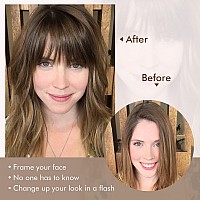 REECHO Clip in Bangs,100% Human Hair Clip in Hair Extensions, Fake Bangs Fringe with Temples Hairpieces for Women Daily Wear (Air Bangs, Golden Ash Brown)