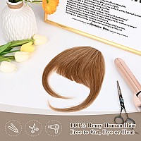 REECHO Clip in Bangs, 100% Human Hair 3 Secure Clips in Blunt Cut Bangs, Blonde Fake Bangs Thick Full Fringe with Temples Hairpieces for Women Daily Wear - Natural Yellow Blonde