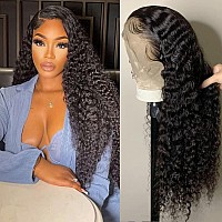 Hd Transparent Pre Plucked 13X4 Water Wave Lace Front Wigs Human Hair With Baby Hair 180 Density Glueless Deep Curly Wigs For B