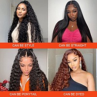 Hd Transparent Pre Plucked 13X4 Water Wave Lace Front Wigs Human Hair With Baby Hair 180 Density Glueless Deep Curly Wigs For B