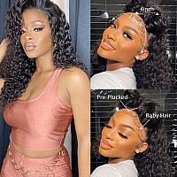 Curly Lace Front Wig Human Hair Water Wave Hd Transparent Lace Front Wigs For Black Women 20Inch Brazilian Virgin Lace Frontal W