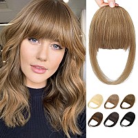 Reecho Clip In Bangs 100 Human Hair 3 Secure Clips In Blunt Cut Bangs Blonde Fake Bangs Thick Full Fringe With Temples Hairpi