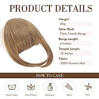 Reecho Clip In Bangs 100 Human Hair 3 Secure Clips In Blunt Cut Bangs Blonde Fake Bangs Thick Full Fringe With Temples Hairpi