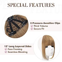 Reecho Clip In Bangs 100 Human Hair 3 Secure Clips In Blunt Cut Bangs Blonde Fake Bangs Thick Full Fringe With Temples Hairpi