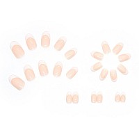 Foccna White Fake Nails Tips Almond Womens Press On French False Nails White Medium Glossy Daily Wear Artificail Nails For Nail