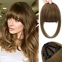 Clip In Bangs 100 Human Hair 3 Secure Clips In Full Blunt Cut Bangs Clip In Hair Extensions Brown Fake Bangs Fringe With Temp