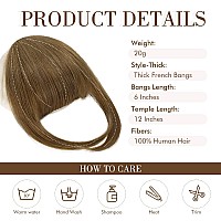 Clip In Bangs 100 Human Hair 3 Secure Clips In Full Blunt Cut Bangs Clip In Hair Extensions Brown Fake Bangs Fringe With Temp