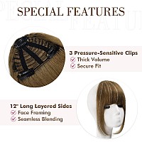 Clip In Bangs 100 Human Hair 3 Secure Clips In Full Blunt Cut Bangs Clip In Hair Extensions Brown Fake Bangs Fringe With Temp