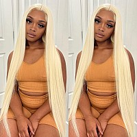 32 inch 613 Lace Front Wig Human Hair 180% Density Blonde Lace Front Wigs Human Hair HD Transparent Straight 13x4 Lace Front Wigs Human Hair Pre Plucked Brazilian Virgin Human Hair Wigs For Black&White Women