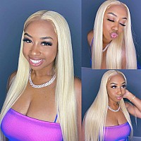 32 inch 613 Lace Front Wig Human Hair 180% Density Blonde Lace Front Wigs Human Hair HD Transparent Straight 13x4 Lace Front Wigs Human Hair Pre Plucked Brazilian Virgin Human Hair Wigs For Black&White Women