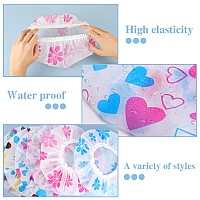 6 Pcs Shower Caps Waterproof Bath Caps Plastic Reusable Shower Caps Elastic Band Bath Hair Caps For Women Kids