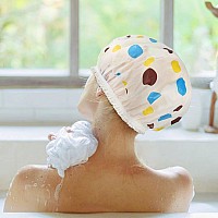 6 Pcs Shower Caps Waterproof Bath Caps Plastic Reusable Shower Caps Elastic Band Bath Hair Caps For Women Kids