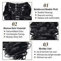 Body wave Clip In Hair Extensions for black women 8pcs Clip in Human Hair Extensions with 18 Clips Double Weft Natural Color 120g (20 inch, Natural Black Body)