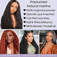 Poghes 13X6 Water Wave Lace Front Wigs Human Hair 180 Density Hd Lace Front Wigs Human Hair Pre Plucked Wigs For Black Women Cu