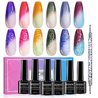 Mizhse Color Changing Nail Polish Pearl Mood Changing Nails Polish Glitter Drawing Shell Thread Soak Off Uv Led Glitter Thermal