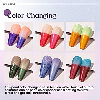 Mizhse Color Changing Nail Polish Pearl Mood Changing Nails Polish Glitter Drawing Shell Thread Soak Off Uv Led Glitter Thermal