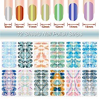 Marble Nail Polish Strips Danneasy 12 Sheets Nail Wraps For Women Gel Nail Strips Self Adhesive Nail Polish Stickers Fingernail