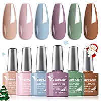 Venalisa Gel Polish Set 6 Colors Popular Nude Pink Blue Green Brown Purple Gel Polish Kit Diy At Home Salon Christmas New Year