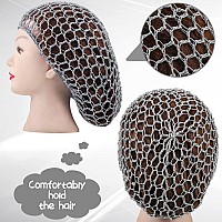 6 Pieces Hair Net Snoods For Women Sleeping Mesh Soft Rayon Knit Crochet Hairnet Long Short Curls Hair Cover Accessory Black G