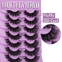 Fluffy Lashes Mink Wispy False Eyelashes Curly Faux Mink Lashes 20Mm Volume Fake Eyelashes 7 Pairs Eye Lashes Multipack By Tooch