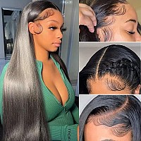 Dixtefo 13X6 Hd Glueless Straight Lace Front Wigs Human Hair Transparent Lace Frontal Wigs 220 Density Brazilian Virgin Human H