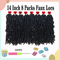 Paraglame Short Faux Locs Crochet Hair 14 Inch Soft Locs 8 Packs Natural Black Prelooped Crochet Hair New Soft Faux Locs Curly