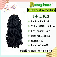 Paraglame Short Faux Locs Crochet Hair 14 Inch Soft Locs 8 Packs Natural Black Prelooped Crochet Hair New Soft Faux Locs Curly