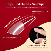 264Pcs Half Matte Long Coffin Soft Fake Nail Tips Rosalind 12 Size Soft Full Cover False Nail Tips Half Matte Long Coffin Gel N