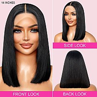 Hoacon 14Inch Bob Wig Human Hair 13X4 Bob Lace Front Wigs For Black Women 180 Density Straight Bob Wig Hd Transparent Lace Fron