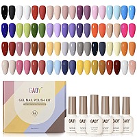 Gaoy 42 Pcs Gel Nail Polish Kit Pink White Red Jelly Nude Colors All Seasons Gel Nail Polish Set With Glossy Matte Top Coat A