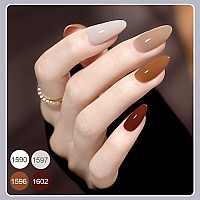 Gaoy 42 Pcs Gel Nail Polish Kit Pink White Red Jelly Nude Colors All Seasons Gel Nail Polish Set With Glossy Matte Top Coat A