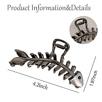 Aiupuoc Black Hair Clip Fish Bone Shape Metal Hair Claw For Women Fashion Geometric Hairpins Hair Grip For French Style Haird