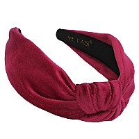 Yetasi Headbands For Women Are Classy Rose Red Velvet Knotted Headband For Women Is Chic Fashion Designer Top Knot Head Band