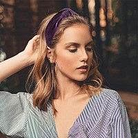 Yetasi Headbands For Women Are Trendy Royal Purple Velvet Headband Is Trendy Knotted Headband For Women Is A Top Knot Head Ban