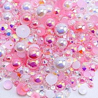 Briskbloom 60G Flatback Pearls And Rhinestones For Crafts 3620Pcs 2Mm10Mm Mix For Nails Face Art Tumblers With Tweezers Wax P