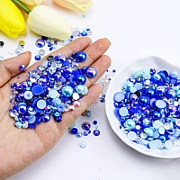 Briskbloom 60G Mix Pearls And Rhinestones 3620Pcs 2Mm10Mm Flatback Rhinestones And Half Pearls For Crafts Nails Face Art Tumbl