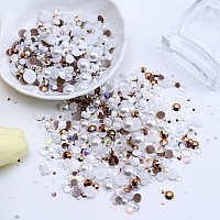 Briskbloom 60G Mix Flatback Pearls And Rhinestones For Crafts 3620Pcs Pearl Rhinestones For Nails Face Art Tumblers Flatback R