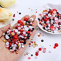 Briskbloom 60G Mix Pearls And Rhinestones For Crafts 3620Pcs 2Mm10Mm Pearl Rhinestones For Nails Face Art Tumblers Flatback R