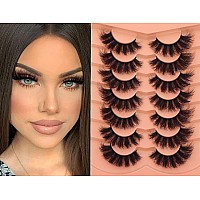 Fluffy Mink Lashes Wispy False Eyelashes 18Mm Thick Volume Faux Mink Lashes 7 Pairs Curly Fake Eyelashes Multipack By Toochunag