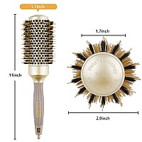 Lglqn Round Barrel Brush For Blow Drying With Boar Bristles Nano Thermal Ceramic Ionic Tech 17 Inch Gold