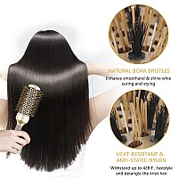 Lglqn Round Barrel Brush For Blow Drying With Boar Bristles Nano Thermal Ceramic Ionic Tech 17 Inch Gold