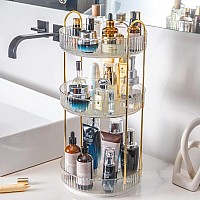 Invssene 360 Rotating Makeup Organizer Bathroom Make Up Spinning Holder Rack Large Capacity Cosmetics Storage Vanity Shelf Cou