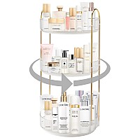 Invssene 360 Rotating Makeup Organizer Bathroom Make Up Spinning Holder Rack Large Capacity Cosmetics Storage Vanity Shelf Cou