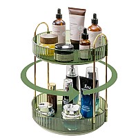 Invssene 360 Rotating Makeup Organizer Bathroom Make Up Spinning Holder Rack Large Capacity Cosmetics Storage Vanity Shelf Cou