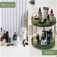 Invssene 360 Rotating Makeup Organizer Bathroom Make Up Spinning Holder Rack Large Capacity Cosmetics Storage Vanity Shelf Cou