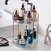 Invssene 360 Rotating Makeup Organizer Bathroom Make Up Spinning Holder Rack Large Capacity Cosmetics Storage Vanity Shelf Cou