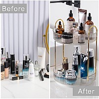 Invssene 360 Rotating Makeup Organizer Bathroom Make Up Spinning Holder Rack Large Capacity Cosmetics Storage Vanity Shelf Cou