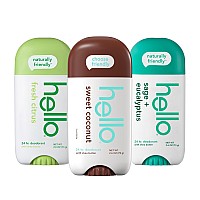 Hello Deodorant Variety Pack Sweet Coconut Fresh Citrus White Sage For Women Men Aluminum Free Baking Soda Free Paraben