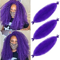 Marley Hair 16 Inch Springy Afro Twist Hair 3 Packs Purple Marley Twist Braiding Hair for butterfly Locs Pre Fluffed Spring Twist Hair Synthetic Afro Kinky Twist Braiding Hair Extensions (16 inch (Pack of 3), Purple)